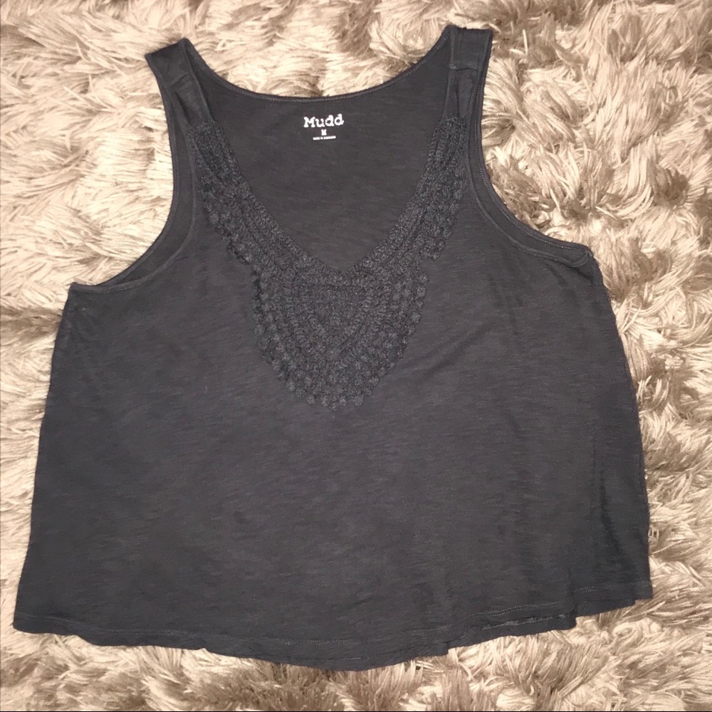 Dark Gray Detailed Tank Top